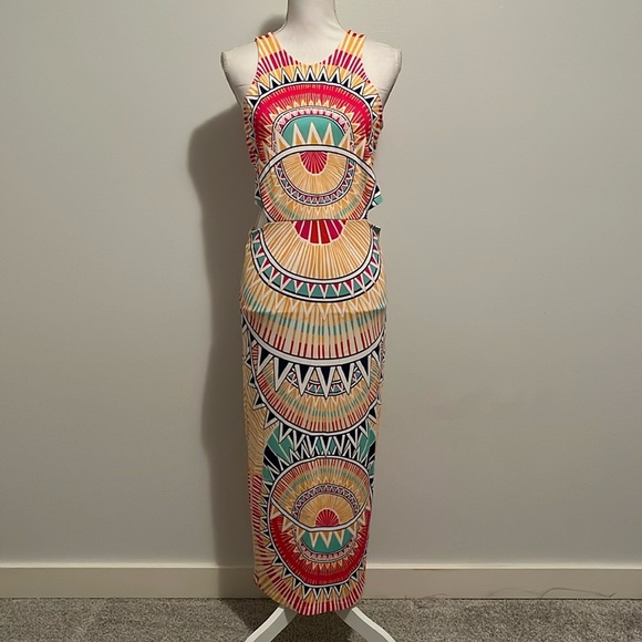 Mara Hoffman Geometric Print Maxi Dress with Cutouts - Picture 1 of 8